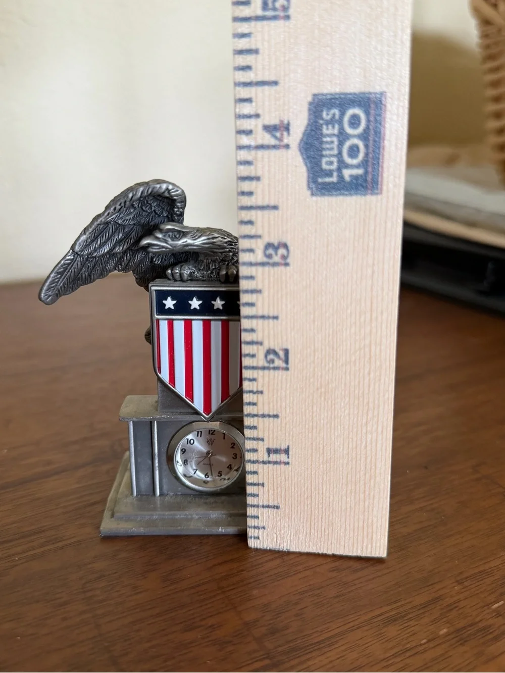 Vintage Metal Timex Waterbury Clock Co. Featuring American Flag and Bald Eagle